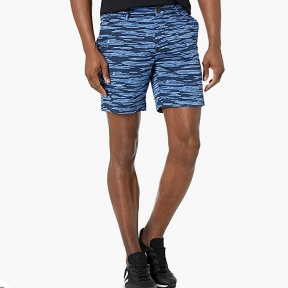 Goodthreads 7" Inseam Flat-Front Stretch Chino Shorts iBlue Camo Stripe Waist 42 - Picture 2 of 8